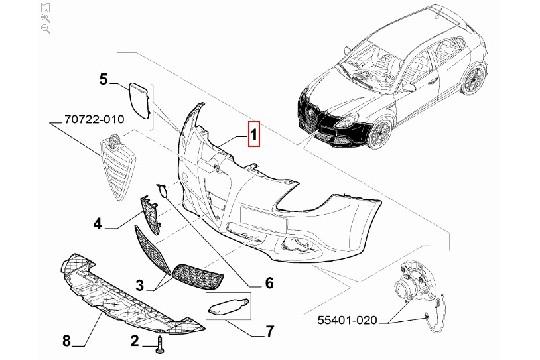 undefined FIAT GROUP - ALFA GIULIETTA 2010-2016 MET KOPLAMPSPROEIERS EN ZONDER PARKEERSENSOREN, VOORBUMPER ORIGINEEL - 156096902 