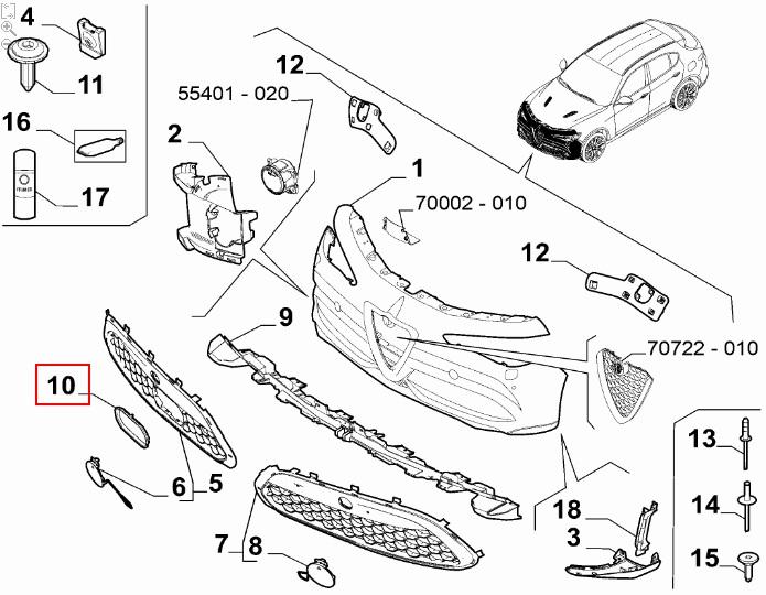 undefined FIAT GROUP - PROTECTIVE COVER FOR THE RADAR SENSOR, ORNAMENT GRILLE - 156126159 