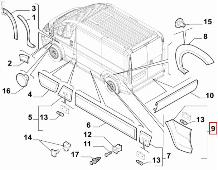 undefined FIAT GROUP - FRONT RIGHT DECORATIVE STRIP - 735808738 