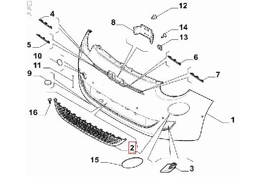 undefined FIAT GROUP - BUMPERROOSTER VOORZIJDE 500E - 735809079 