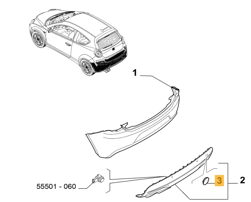 undefined FIAT GROUP - ALFA MITO VANAF 2008, AFDEKKAPJE SLEEPOOG ACHTERBUMPER ORIGINEEL KLEUR ZWART - 156084645 