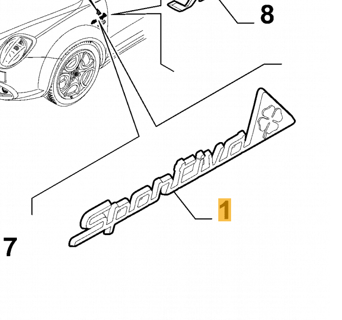 undefined FIAT GROUP - TYPE PLATE "Sportiva" RIGHT ORIGINAL - 50526840 