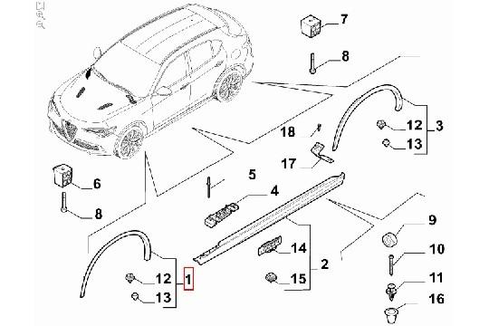 FIAT GROUP - FRONT RIGHT WHEEL ARCH EDGE - 50551508