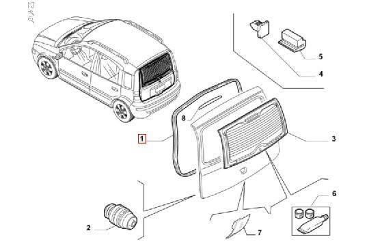 FIAT GROUP - ACHTERKLEPRUBBER PANDAN. - 51761920