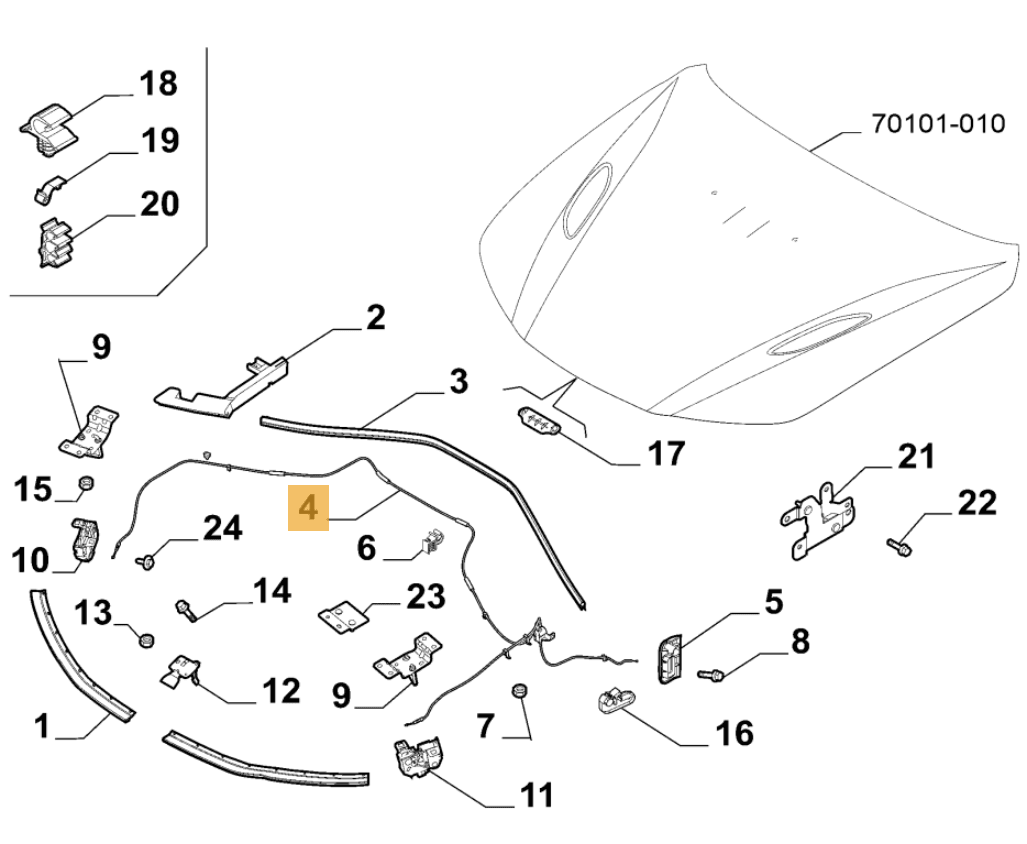 FIAT GROUP - ALFA GIULIA 2.0 PETROL, CABLE BONNET LOCK ORIGINAL - 50562217
