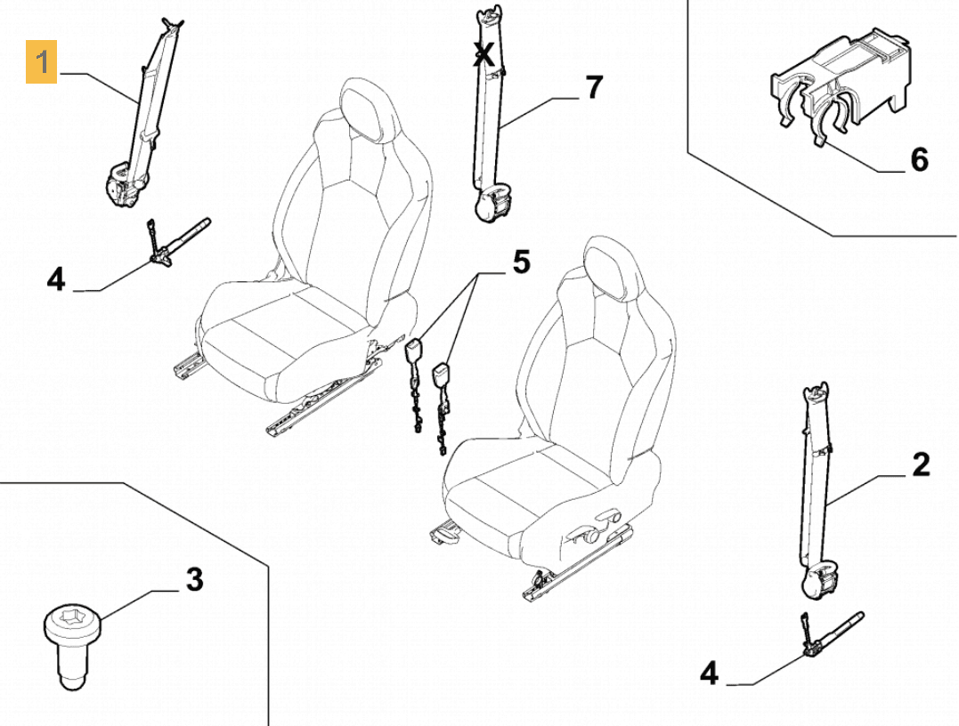 undefined FIAT GROUP - FRONT RIGHT SEAT GREEN BELT - 156158633 