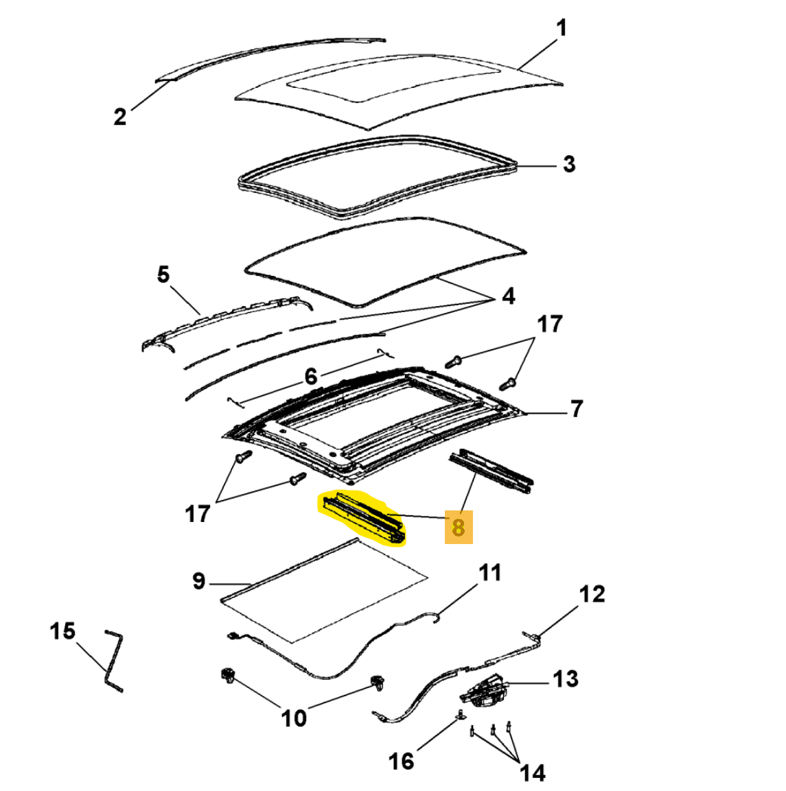undefined FIAT GROUP - SUNROOF SLIDE GUIDE LEFT - K68111541AA 